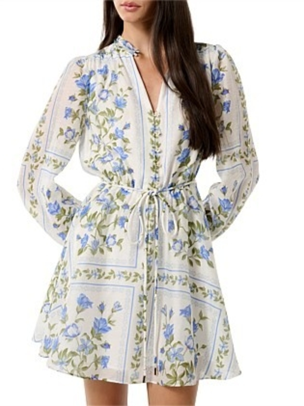 Ever New White Mini Dress with Blue and Green Floral Print